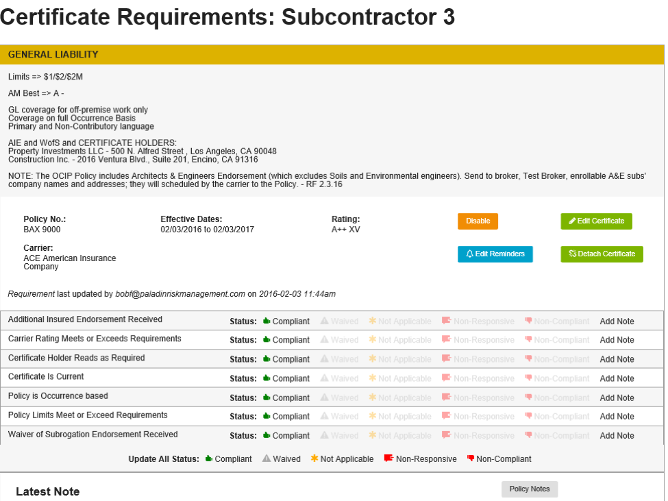 Coi Tracking Spreadsheet Template